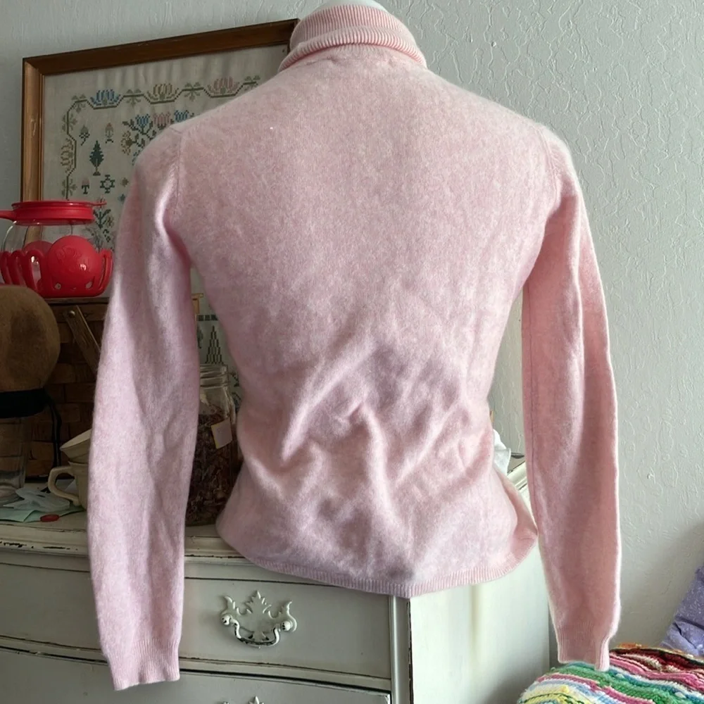 Maxine Couture 100% cashmere turtleneck sweater with felted royal  cat M